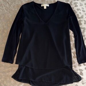 Michael Kors Black V-Neck Long Sleeve Women's Top